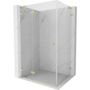 MEXEN/S Lunar L sprchový kout dveře křídlové levá 80 x 90, transparent, zlato kartáčovaná 834L-080-090-55-00-L obraz