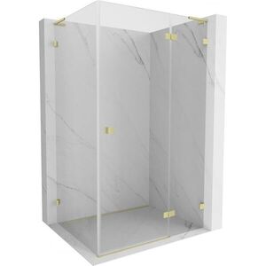 MEXEN/S Lunar L sprchový kout dveře křídlové pravá 80 x 90, transparent, zlato kartáčovaná 834L-080-090-55-00-P obraz