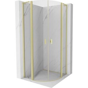 MEXEN/S Mist L sprchový kout čtvrtkruh, křídlové 90 x 90, transparent, zlato kartáčovaná 8A32L-090-090-55-00 obraz