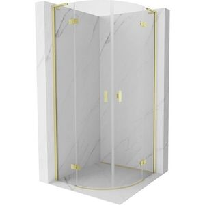 MEXEN/S Mist L sprchový kout čtvrtkruh, křídlové 90 x 90, transparent, zlato kartáčovaná 8A33L-090-090-55-00 obraz