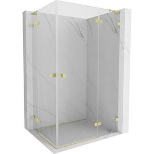 MEXEN/S Lunar L Duo sprchový kout dveře křídlové pravá 105 x 75, transparent, zlato kartáčovaná 834L-105P-075L-55-00 obraz