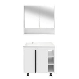 Koupelnová sestava s umyvadlem a zrcadlovou skříňkou Naturel Lucca 79x70x45 cm bílá lesk LUCCASET80W LUCCASET80W obraz