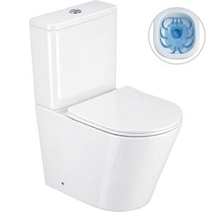 CERANO WC kombi Carlito, Rimless bezokrajové splachování + Slim/SoftClose sedátko spodní/zadní odpad bílá lesklá 61x36, 5 CER-417383 obraz