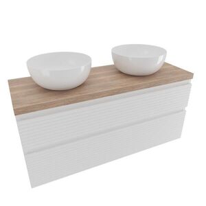 Koupelnová skříňka 2 zásuvková s krycí deskou Naturel Savona 118x53x44, 8 cm bílá lesk SAVONA2120BIDDH SAVONA2120BIDDH obraz