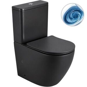CERANO WC kombi Cesso, Vortex vírové splachování + Slim/SoftClose sedátko spodní/zadní odpad černá matná 61, 8x38 CER-680357 obraz