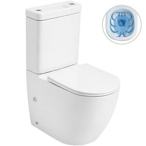 CERANO WC kombi s umývátkem Cesso, Rimless bezokrajové splachování + UF sedátko spodní/zadní odpad bílá lesklá 61, 8x38 CER-680362 obraz