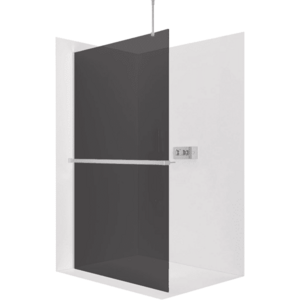 CERANO Sprchová zástěna Walk-in Onyx Top Round L/P 8 mm kulatá vzpěra + polička/držák na ručníky chrom, grafitové sklo 40x200 CER-8050BD80089 obraz