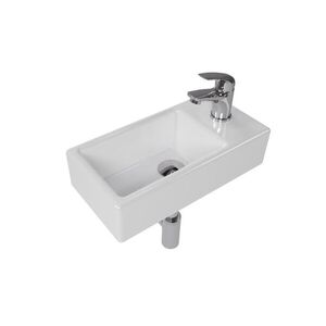 SAT Koupelnový set pravého závěsného umývátka Brevis 40, 5 cm, pákové baterie, sifonu, průtočné zátky a roháčků KSETBRE2P KSETBRE2P obraz