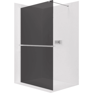 CERANO Sprchová zástěna Walk-in Onyx Cube L/P 8 mm + polička/držák na ručníky hranatá vzpěra chrom, grafitové sklo 100x200 CER-8050BD636 obraz