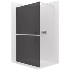 CERANO Sprchová zástěna Walk-in Onyx Cube L/P 8 mm + polička/držák na ručníky hranatá vzpěra chrom, grafitové sklo 120x200 CER-8050BD638 obraz