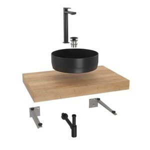 Koupelnová sestava SAT s deskou pod umyvadlo Dolce 80x8x50 cm dub halifax KSETDO9 KSETDO9 obraz