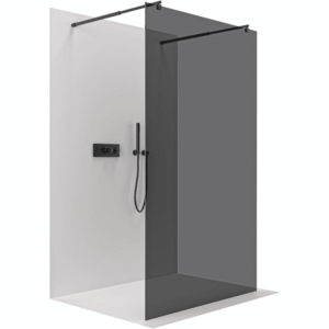 CERANO Sprchová zástěna Walk-in Onyx Duo L/P 10 mm kulatá vzpěra černá matná, grafitové sklo 120x200 CER-8050BD71191 obraz