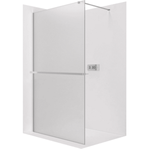 CERANO Sprchová zástěna Walk-in Onyx Cube L/P 8 mm + polička/držák na ručníky hranatá vzpěra chrom, mléčné sklo 80x200 CER-8050BD657 obraz