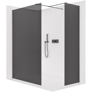 CERANO Sprchová zástěna Walk-in Onyx T L/P 8 mm hranatá vzpěra černá matná, grafitové sklo 130x130x200 CER-8050BD2805 obraz