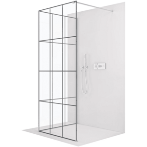 CERANO Sprchová zástěna Walk-in Onyx Corner Cube L/P 8 mm hranatá vzpěra chrom, industriální sklo 120x90x200 CER-8050BD714261 obraz