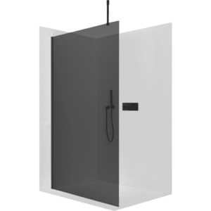 CERANO Sprchová zástěna Walk-in Onyx Top Cube L/P 8 mm hranatá vzpěra černá matná, grafitové sklo 150x200 CER-8050BD6992 obraz
