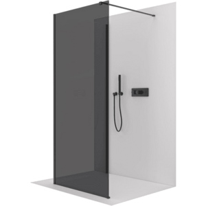 CERANO Sprchová zástěna Walk-in Onyx Corner Cube L/P 8 mm hranatá vzpěra černá matná, grafitové sklo 120x30x200 CER-8050BD72264 obraz