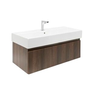 Koupelnová skříňka s baterií a umyvadlem SAT Evolution 1 98x30x44, 8 cm ořech mat SATEVO100NAU2BA SATEVO100NAU2BA obraz