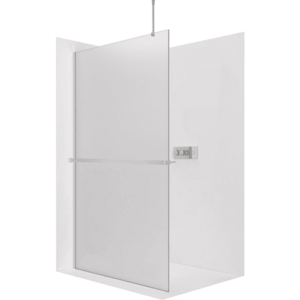 CERANO Sprchová zástěna Walk-in Onyx Top Round L/P 8 mm kulatá vzpěra + polička/držák na ručníky chrom, mléčné sklo 110x200 CER-8050BD1650 obraz