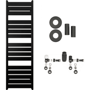 CERANO Koupelnový radiátorový set Arturo ústřední vytápění boční připojení 859W černá matná 1600x500 mm CER-663304 obraz