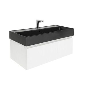 Koupelnová skříňka s baterií a umyvadlem SAT Evolution 1 98x30x44, 8 cm bílá mat SATEVO100WMU2BBA SATEVO100WMU2BBA obraz