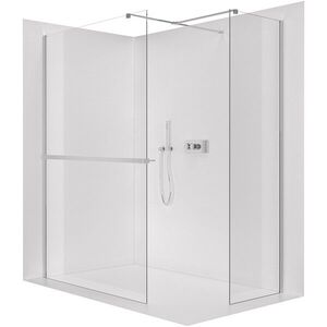 CERANO Sprchová zástěna Walk-in Onyx T L/P 10 mm hranatá vzpěra + polička/držák na ručníky chrom, transparentní sklo- 130x130x200 CER-8050BD9879 obraz