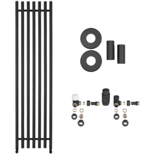 CERANO Koupelnový radiátorový set Valerio ústřední vytápění boční připojení 872W černá matná 1560x390 mm CER-663503 obraz