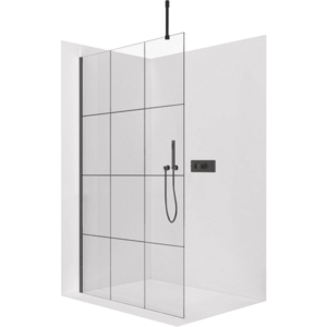 CERANO Sprchová zástěna Walk-in Onyx Top Cube L/P 8 mm hranatá vzpěra černá matná, industriální sklo 160x200 CER-8050BD7005 obraz