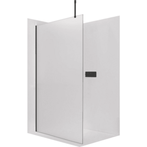 CERANO Sprchová zástěna Walk-in Onyx Top Cube L/P 8 mm hranatá vzpěra černá matná, mléčné sklo 100x200 CER-8050BD7007 obraz