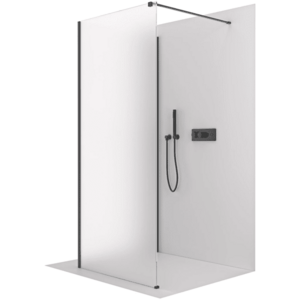 CERANO Sprchová zástěna Walk-in Onyx Corner Cube L/P 8 mm hranatá vzpěra černá matná, mléčné sklo 110x30x200 CER-DY101B-60-221 obraz