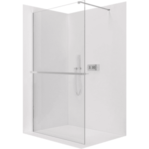CERANO Sprchová zástěna Walk-in Onyx Cube L/P 8 mm + polička/držák na ručníky hranatá vzpěra chrom, transparentní sklo 160x200 CER-8050BD738 obraz