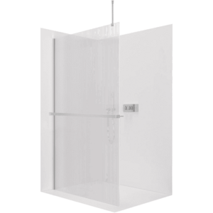 CERANO Sprchová zástěna Walk-in Onyx Top Round L/P 8 mm kulatá vzpěra + polička/držák na ručníky chrom, rýhované sklo 60x200 CER-8050BD1669 obraz