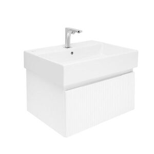 Koupelnová skříňka s baterií a umyvadlem SAT Evolution 1 58x30x44, 8 cm bílá mat SATEVO60WMU2BA SATEVO60WMU2BA obraz