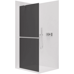 CERANO Sprchová zástěna Walk-in Onyx Y L/P 10 mm + polička/držák na ručníky chrom, grafitové sklo 140x200 CER-8050BD8660 obraz