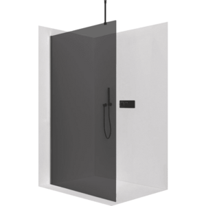 CERANO Sprchová zástěna Walk-in Onyx Top Round L/P 8 mm kulatá vzpěra černá matná, grafitové sklo 130x200 CER-8050BD1676 obraz