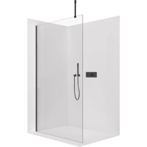 CERANO Sprchová zástěna Walk-in Onyx Top Cube L/P 8 mm hranatá vzpěra černá matná, transparentní sklo 110x200 CER-8050BD7032 obraz