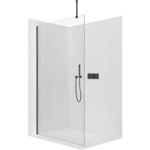 CERANO Sprchová zástěna Walk-in Onyx Top Round L/P 8 mm kulatá vzpěra černá matná, transparentní sklo 160x200 CER-8050BD1691 obraz