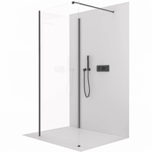 CERANO Sprchová zástěna Walk-in Onyx Corner Cube L/P 8 mm hranatá vzpěra černá matná, transparentní sklo 110x50x200 CER-8050BD9945 obraz
