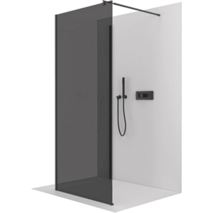 CERANO Sprchová zástěna Walk-in Onyx Corner Round L/P 8 mm kulatá vzpěra černá matná, grafitové sklo 100x90x200 CER-8050BD715294 obraz