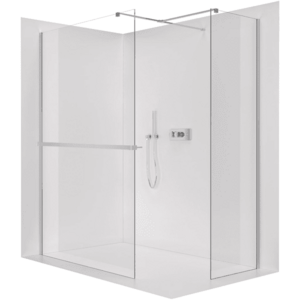 CERANO Sprchová zástěna Walk-in Onyx T L/P 8 mm hranatá vzpěra + polička/držák na ručníky chrom, transparentní sklo 150x40x200 CER-8050BD80222 obraz