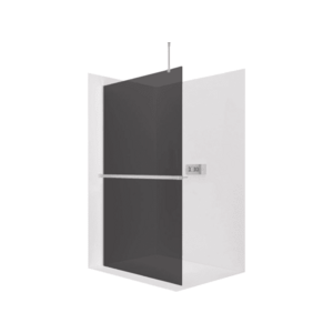 CERANO Sprchová zástěna Walk-in Onyx Top Round L/P 10 mm kulatá vzpěra + polička/držák na ručníky chrom, grafitové sklo 160x200 CER-8050BD785919 obraz
