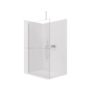 CERANO Sprchová zástěna Walk-in Onyx Top Round L/P 10 mm kulatá vzpěra + polička/držák na ručníky chrom, transparentní sklo 150x200 CER-8050BD785926 obraz