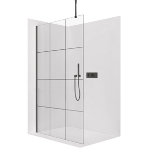 CERANO Sprchová zástěna Walk-in Onyx Top Round L/P 8 mm kulatá vzpěra černá matná, industriální sklo 150x200 CER-8050BD1750 obraz