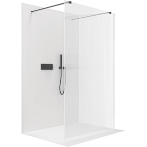 CERANO Sprchová zástěna Walk-in Onyx Duo L/P 8 mm hranatá vzpěra černá matná, rýhované sklo 120x200 CER-8050BD1907 obraz