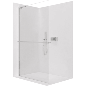 CERANO Sprchová zástěna Walk-in Onyx L-levá vzpěra 10 mm + polička/držák na ručníky chrom, transparentní sklo 160x200 CER-8050BD74605 obraz