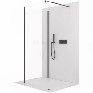 CERANO Sprchová zástěna Walk-in Onyx Corner Round L/P 8 mm kulatá vzpěra černá matná, transparentní sklo 70x140x200 CER-670978 obraz