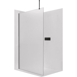 CERANO Sprchová zástěna Walk-in Onyx Top Round L/P 8 mm kulatá vzpěra černá matná, mléčné sklo 90x200 CER-8050BD1556 obraz
