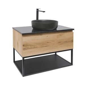 Koupelnová skříňka s umyvadlem a žulovou krycí deskou SAT B-Way 79x30x45 cm dub BWAY80OAKZFUB BWAY80OAKZFUB obraz
