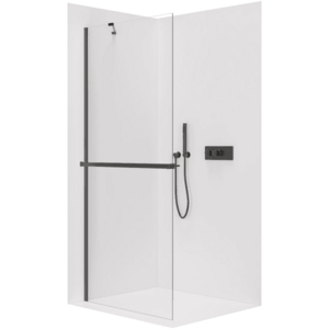 CERANO Sprchová zástěna Walk-in Onyx Y L/P 8 mm + polička/držák černá matná, transparentní sklo 160x200 CER-8050BD1194 obraz