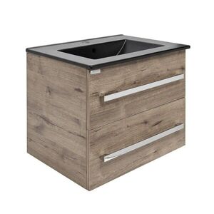 Koupelnová skříňka s černým umyvadlem SAT Cube Way 60x53x46 cm dub wellington mat CUBE46602DWMODC CUBE46602DWMODC obraz